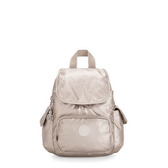 Kipling City Pack Mini Metallic Sırt Çantaları Bej Rengi | TR 1724HA